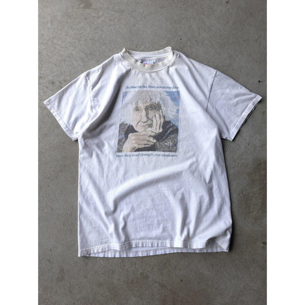 Vintage 90s As‎ Time Etches Lines On My Face White T-shirt Hanes L